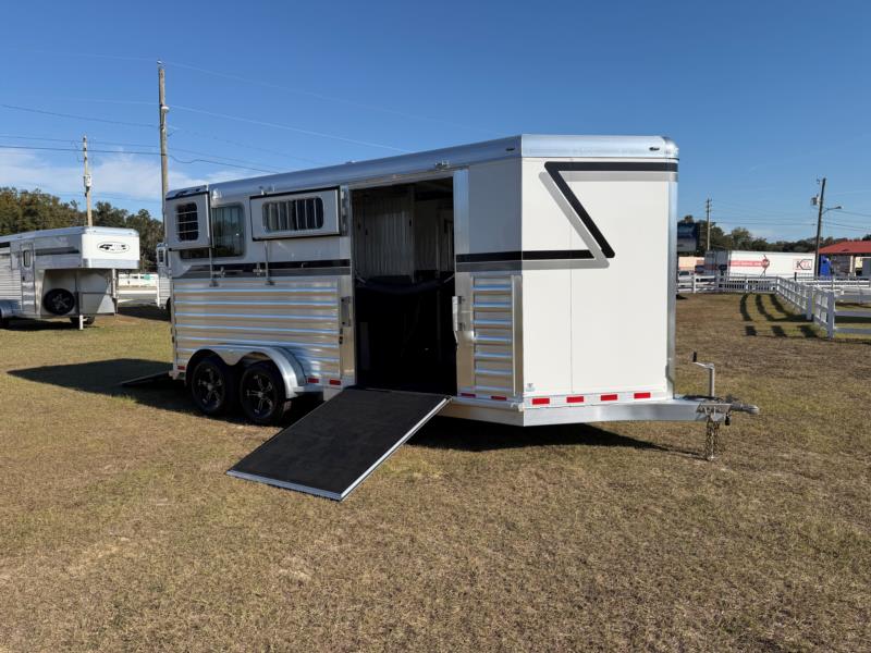 2027 4-Star - Side Ramp - White -  2 Horse Straight Load Bumperpull Horse Trailer
