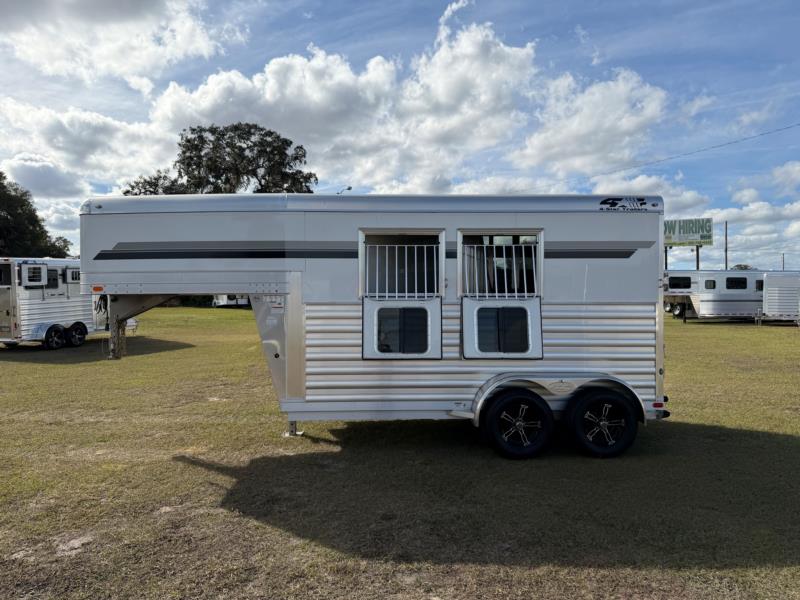 2025 4-Star Stock Combo - White -  2 Horse Slant Load Gooseneck Horse Trailer SOLD!!! 