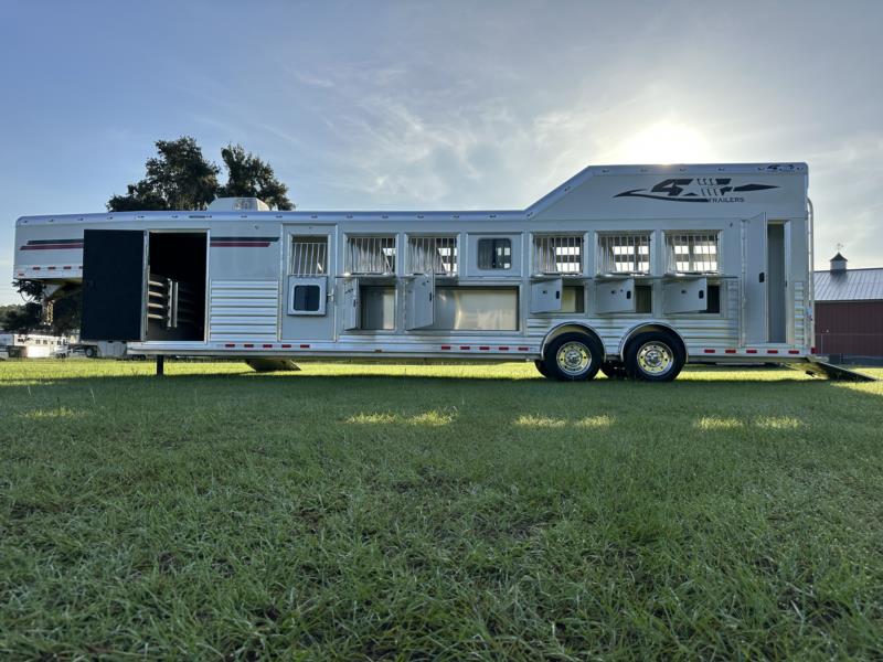 2026 4-Star Trainer Trailer - Stock Combo - White -  7 Horse Slant Load Gooseneck Horse Trailer SOLD!!! 