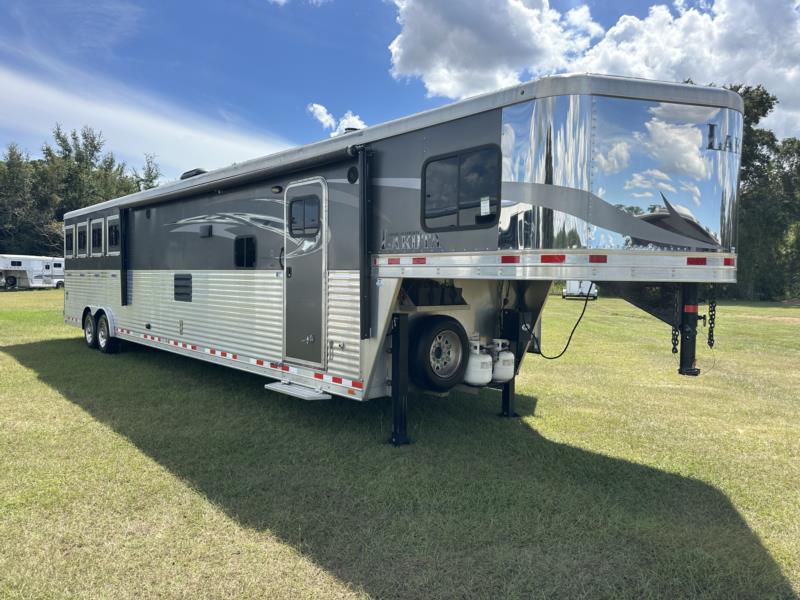 2017 Lakota Charger - 17' Short Wall - 12' Slide - Charcoal -  4 Horse Slant Load Gooseneck Horse Trailer With Living Quarters SOLD!!! 