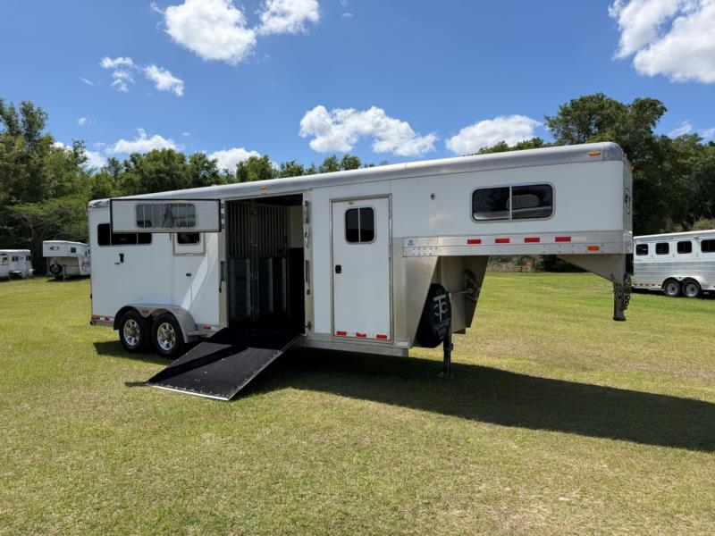 2015 4-Star 2+1 22' - White -  3 Horse Straight Load Gooseneck Horse Trailer
