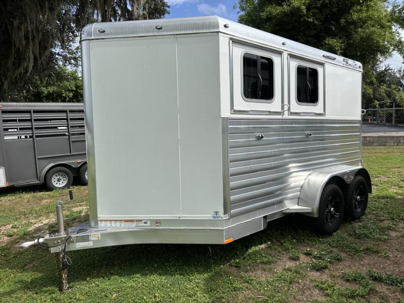 2026 4-Star Stock Combo - White -  2 Horse Slant Load Bumperpull Horse Trailer SOLD!!! 