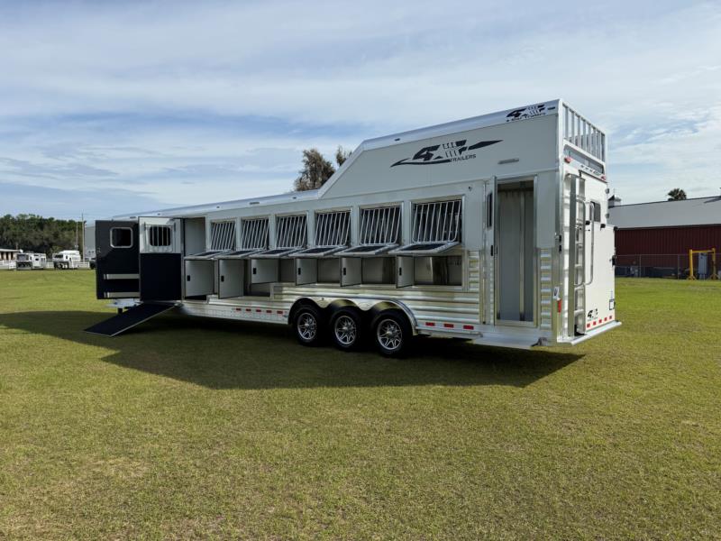 2027 4-Star Trainer Trailer - White -  7 Horse Slant Load Gooseneck Horse Trailer