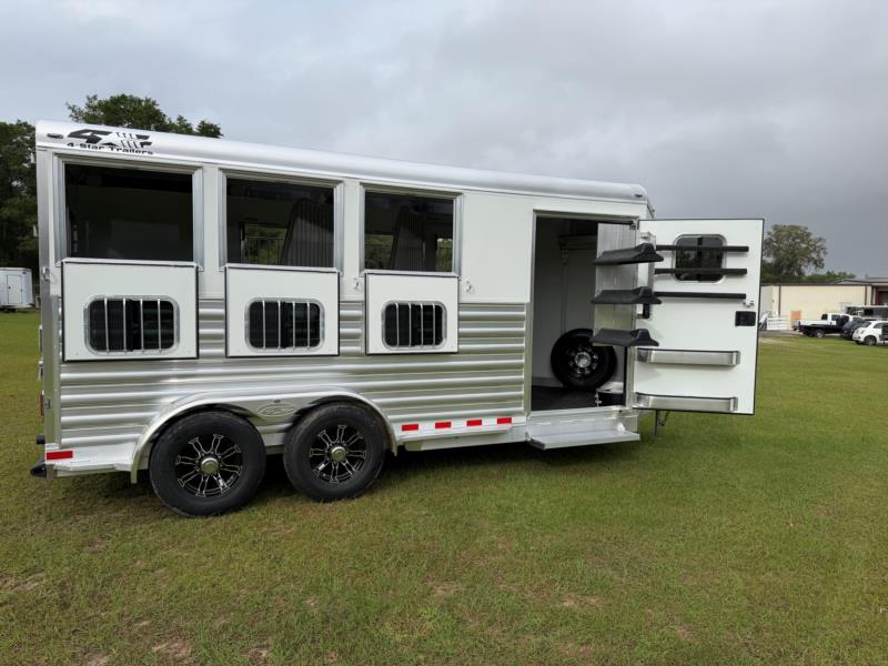 2027 4-Star - White - Convenience Package -  3 Horse Slant Load Bumperpull Horse Trailer