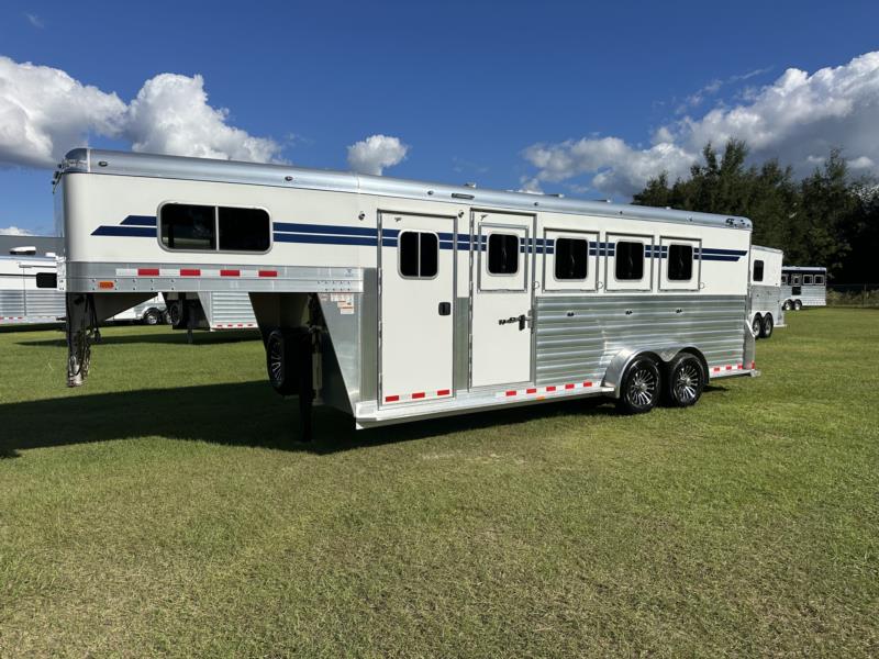 2025 4-Star - Deluxe - White -  4 Horse Slant Load Gooseneck Horse Trailer SOLD!!! 