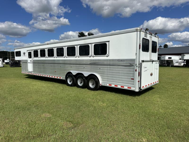 2011 Sundowner - Tri-Axle - White -  8 Horse Slant Load Gooseneck Horse Trailer SOLD!!! 