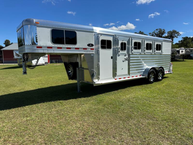 2026 Elite Mustang - White -  4 Horse Slant Load Gooseneck Horse Trailer SOLD!!! 