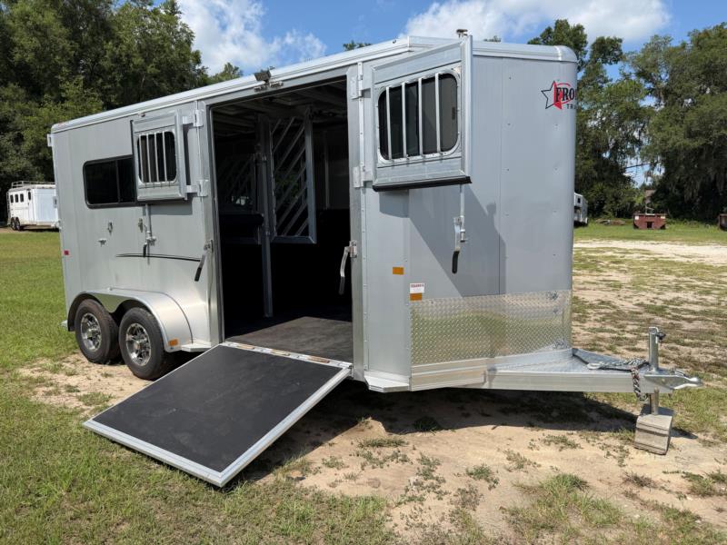 2024 Frontier FastTrack - Side Ramp - Gray -  2 Horse Straight Load Bumperpull Horse Trailer