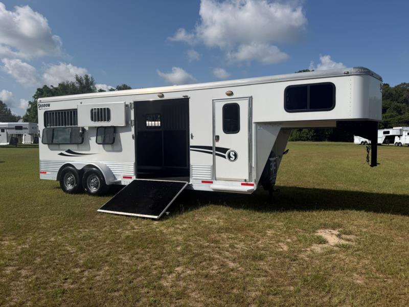 2020 Shadow 2+1 - White -  3 Horse Straight Load Gooseneck Horse Trailer