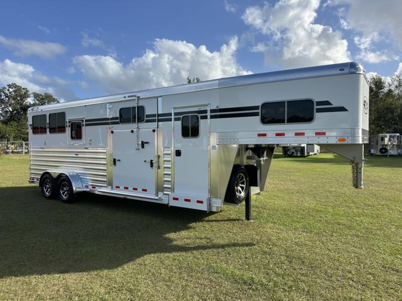 2027 4-Star 24' 2+1 - White -  3 Horse Straight Load Gooseneck Horse Trailer