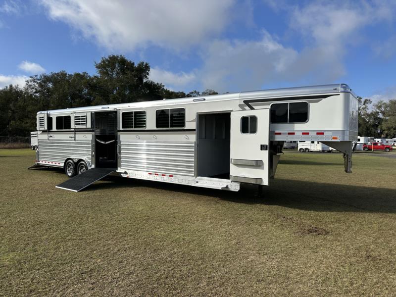 2027 4-Star Head to Head - White - Air Ride -  6 Horse Straight Load Gooseneck Horse Trailer
