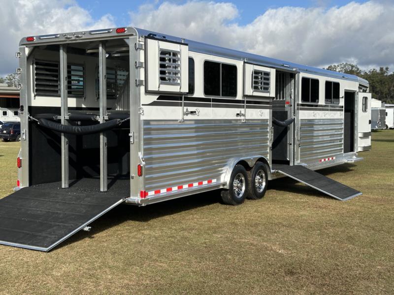 2025 4-Star Head to Head - White - Air Ride -  6 Horse Straight Load Gooseneck Horse Trailer SOLD!!! 