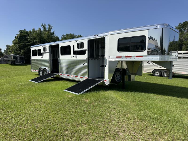2027 Adam Head to Head - Ramped Tack - White  6 Horse Straight Load Gooseneck Horse Trailer